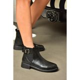 Fox Shoes R374050209 Siyah Suni Deri Alçak Tabanlı Kadın Bot