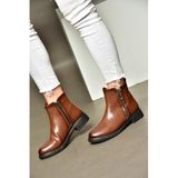 Fox Shoes R374050409 Taba Suni Deri Alçak Tabanlı Kadın Bot