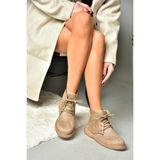 Fox Shoes R374923202 Vizon Süet Alçak Taban Klasik Kadın Bot