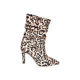 fox SHOES R404020304 Leopar Kumaş İnce Topuklu Büzgülü Kadın Bot, Leopar-Kumaş, 40