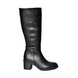 fox SHOES R404804809 Siyah Alçak Topuklu Kadın Çizme, Siyah-Suni Deri, 36