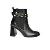 fox SHOES R518101109 Siyah Kalın Topuklu Kadın Bot, Siyah-Suni Deri, 37