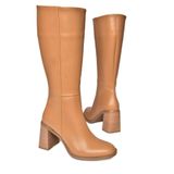 Fox Shoes R518101409 Taba Suni Deri Kalın Topuklu Kadın Çizme