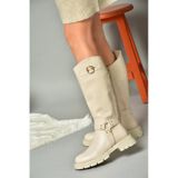 Fox Shoes R518296309 Bej Fermuarlı Kadın Çizme