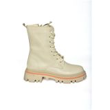 fox SHOES R524802209 Bej Bağcıklı Kadın Postal Bot, Bej-Suni Deri, 36