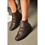 Fox Shoes R555001103 Kahverengi Deri Comfort Ortopedik Taban Kadın Bot