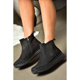 Fox Shoes R555400201 Siyah Deri Nubuk Kadın Bot