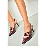 Fox Shoes R654218308 Bordo Rugan İnce Kadın Topuklu Ayakkabı