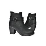 fox SHOES R674151409 Siyah Kalın Topuklu Kadın Bot, Siyah-Suni Deri, 40