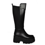Fox Shoes R820060709 Siyah Kalın Tabanlı Arkası Lastik Detaylı Kadın Çizme