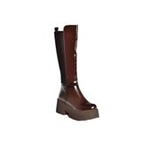 Fox Shoes R820060760 Kahverengi Rustik Kalın Tabanlı Arkası Lastik Detaylı Kadın Çizme