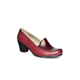 fox SHOES R908020603 Bordo Hakiki Deri Kalın Topuklu Kadın Ayakkabı, Bordo-Hakiki Deri, 37