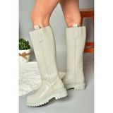 Fox Shoes R973201109 Gri Kalın Tabanlı Kadın Çizme