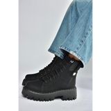 fox SHOES R973970101 Siyah Nubuk Kalın Tabanlı Kadın Postal Bot, Siyah-Nubuk, 38