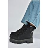 fox SHOES R973970101 Siyah Nubuk Kalın Tabanlı Kadın Postal Bot, Siyah-Nubuk, 39