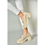 Fox Shoes R996050045 Bej Kalın Topuklu Kadın Ayakkabı