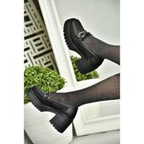 Fox Shoes R996050045 Siyah Kalın Topuklu Kadın Ayakkabı