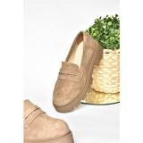 Fox Shoes R996092002 Vizon Süet Kalın Tabanlı Kadın Günlük Ayakkabı