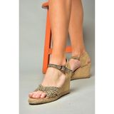Fox Shoes S2414140 04 Siyah Kumaş Simli Dolgu Topuklu Kadın Ayakkabı