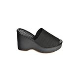 fox SHOES S250460104 Siyah Triko Kumaş Dolgu Tabanlı Kadın Terlik, Siyah-Kumaş, 36