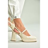 Fox Shoes S2820303 08 Bej Rugan Kalın Topuklu Kadın Ayakkabı