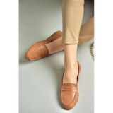 Fox Shoes S291070003 Taba Hakiki Deri Düz Kadın Babet