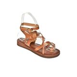 fox SHOES S374781503 Taba Hakiki Deri Parmak Arası Kadın Sandalet, Taba-Hakiki Deri, 40