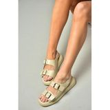 Fox Shoes S518108309 Bej Suni Deri Kadın Sandalet