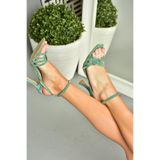 Fox Shoes S569815714 Yeşil Sim Topuklu Kadın Abiye Ayakkabı