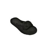 fox SHOES S596022704 Siyah Halat İpli Hasır Terlik, Siyah-Kumaş, 37