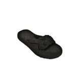 fox SHOES S596022704 Siyah Halat İpli Hasır Terlik, Siyah-Kumaş, 38