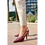 Fox Shoes S654071908 Bordo Rugan Kısa Topuklu Kadın Ayakkabı