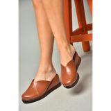 fox SHOES S674307509 Taba Dolgu Tabanlı Kadın Terlik, Taba-Suni Deri, 37