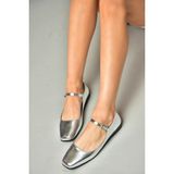 Fox Shoes S726252508 Gümüş Rugan Kadın Babet