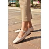 fox SHOES S726252509 Bej Kadın Babet, Bej-Suni Deri, 39