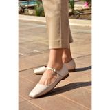 fox SHOES S726252509 Bej Kadın Babet, Bej-Suni Deri, 40