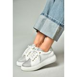 Fox Shoes S820042209 Beyaz/gümüş Simli Kadın Spor Ayakkabı Sneakers - Beyaz - Gümüş