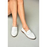 fox SHOES S944007803 Beyaz Hakiki Deri Kadın Babet, Beyaz-Hakiki Deri, 38