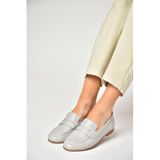 fox SHOES S944007803 Gri Hakiki Deri Kadın Babet, Gri-Hakiki Deri, 36