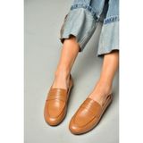 Fox Shoes S944007803 Taba Hakiki Deri Kadın Babet