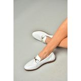 fox SHOES S944037903 Beyaz Hakiki Deri Kadın Babet, Beyaz-Hakiki Deri, 37