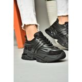 Fox Shoes S973602404 Siyah Kumaş Kalın Tabanlı Spor Ayakkabı