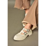 Fox Shoes S996019109 Bej Suni Deri Kadın Ayakkabı