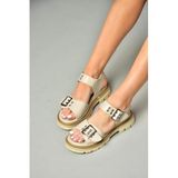 Fox Shoes S996074009 Bej Suni Deri Kadın Sandalet