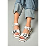 Fox Shoes S996074009 Beyaz Suni Deri Kadın Sandalet