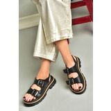 Fox Shoes S996079109 Siyah Kalın Tabanlı Kadın Sandalet