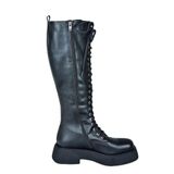 fox SHOES Siyah Bağcıklı Günlük Kadın Çizme, Siyah-Suni Deri, 40