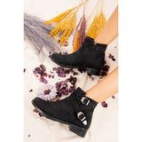 Fox Shoes Siyah Baskı Kadın Bot A726193409 - Mat Siyah - Siyah