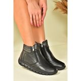 Fox Shoes Siyah Hakiki Deri Comfort Ortopedik Taban Kadın Bot N555380703