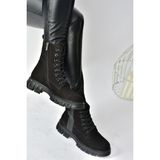 Fox Shoes Siyah Hakiki Deri Nubuk Günlük Kadın Bot N555102801